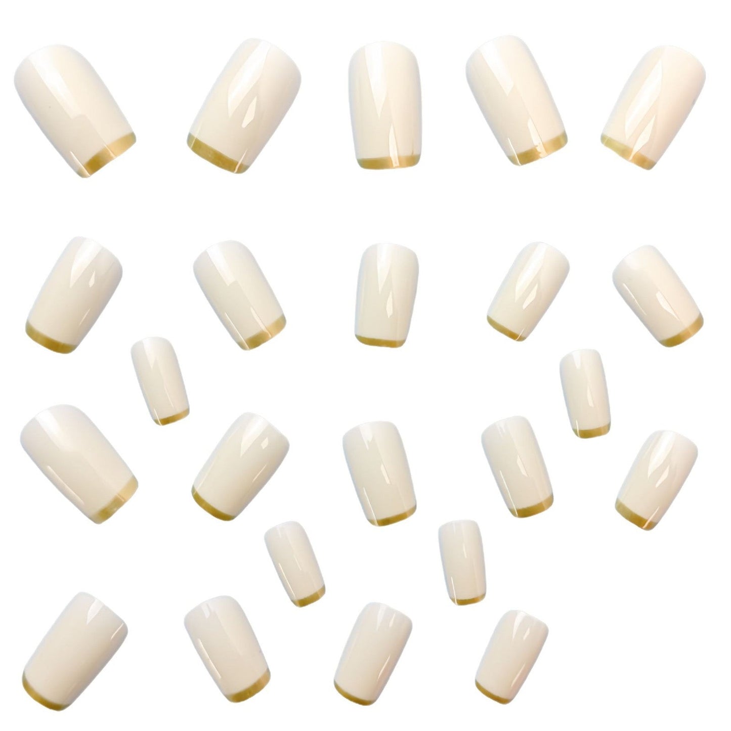 Mid-length European Square Nail Art Patch White French Golden Edge Home Decor Supply | Online Retail | ShoreShopper.com