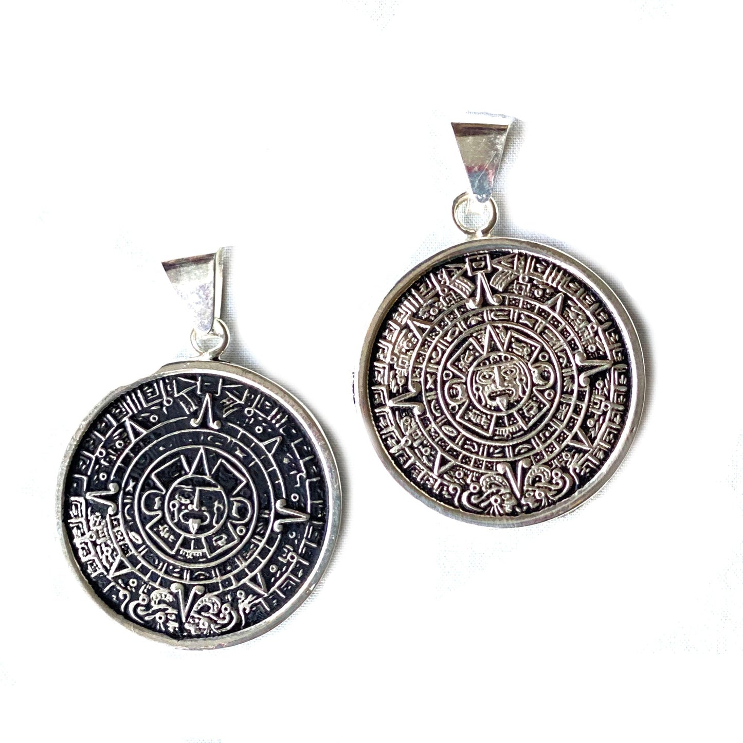 Alpaca Silver Aztec Calendar Pendant with Chain Home Decor Supply | Online Retail | ShoreShopper.com