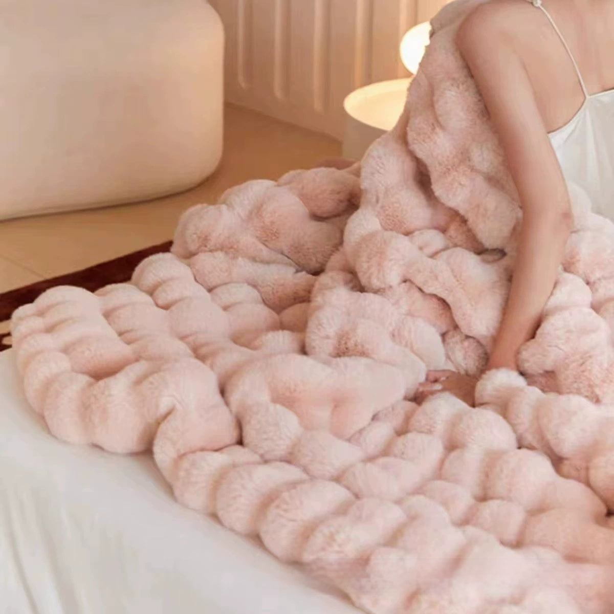 The Fur Rabbit Hair Sofa Blanket Is Simple And Luxurious Home Decor Supply | Online Retail | ShoreShopper.com