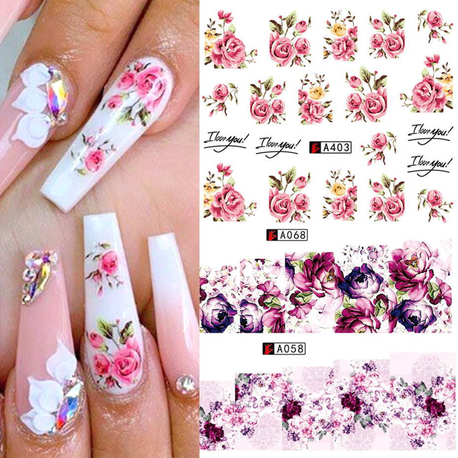 Nail Art Rose Nail Sticker Bowknot Lace Red Flower Nail Applique Eco-Friendly Nail Home Decor Supply | Online Retail | ShoreShopper.com