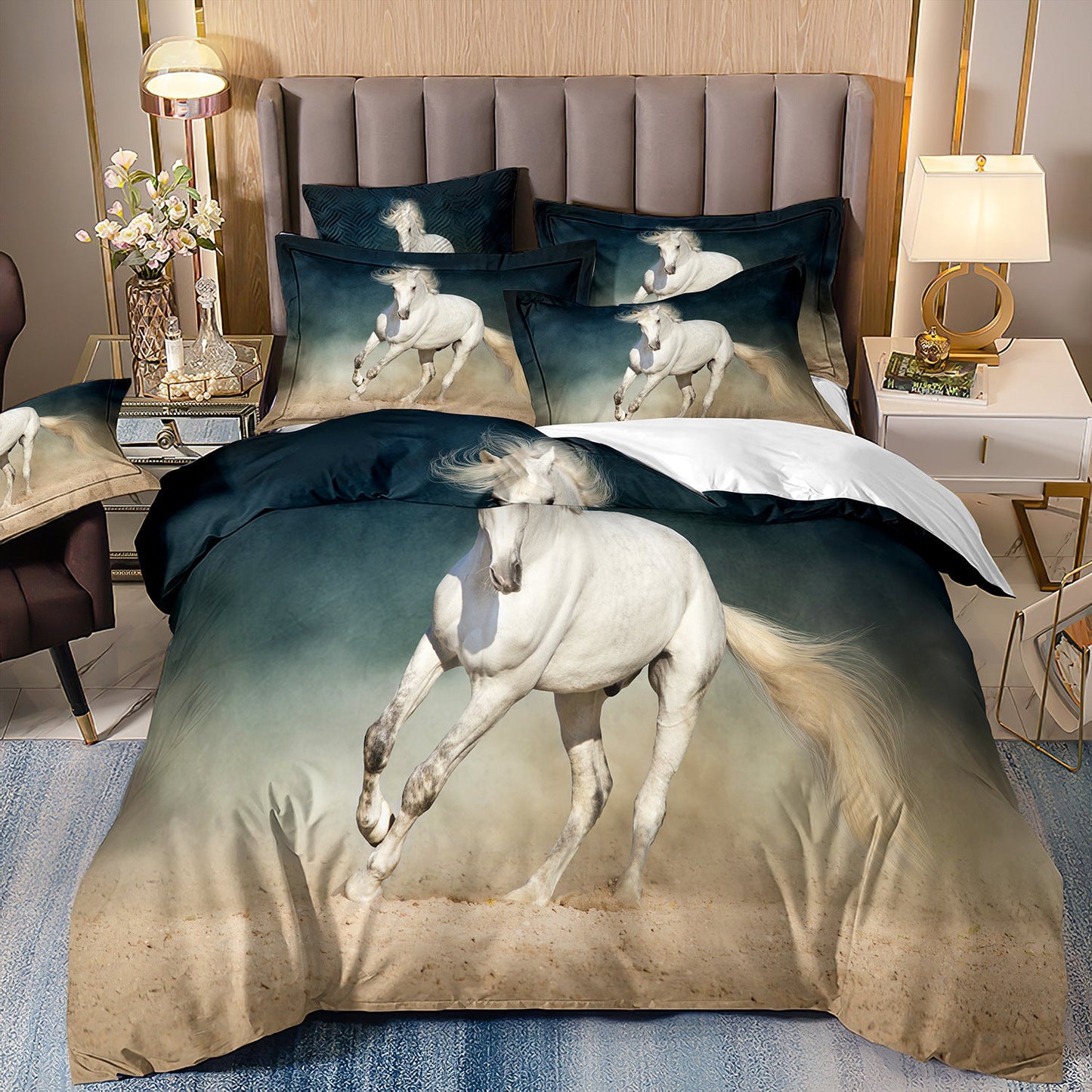 Horse Series 3D Digital Printing Bed Three-piece Set Home Decor Supply | Online Retail | ShoreShopper.com