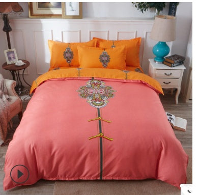 Cotton cartoon active thickening sanding four-piece cotton wedding gift linen quilt cover bedding Home Decor Supply | Online Retail | ShoreShopper.com