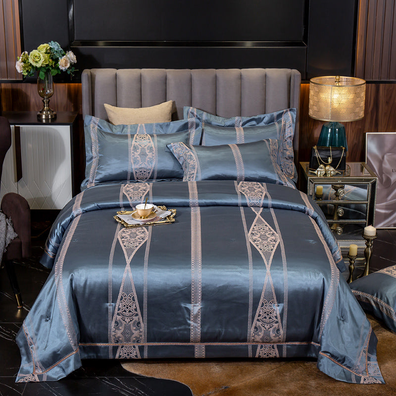 Ice Silk Jacquard European Luxury High-end Linen And Cotton Bedding Set Home Decor Supply | Online Retail | ShoreShopper.com