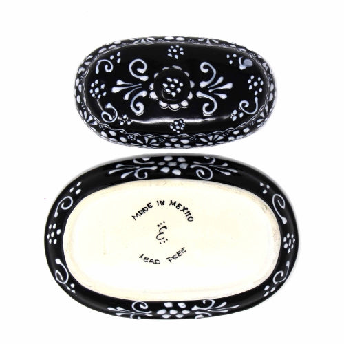Encantada Handmade Pottery Butter Dish, Black & White Home Decor Supply | Online Retail | ShoreShopper.com