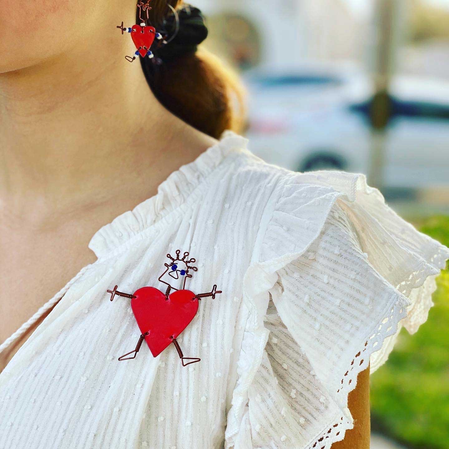 Set of 10 Dancing Girl Heart Body Pins in Red - Creative Alternatives Home Decor Supply | Online Retail | ShoreShopper.com