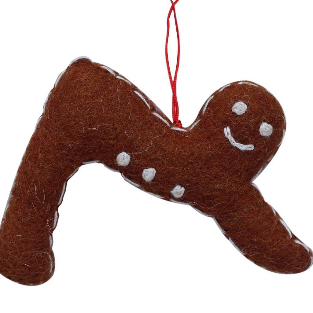 Gingerbread Yogi Felt Ornament - Downward Facing Dog Pose - Global Groove (H) Home Decor Supply | Online Retail | ShoreShopper.com