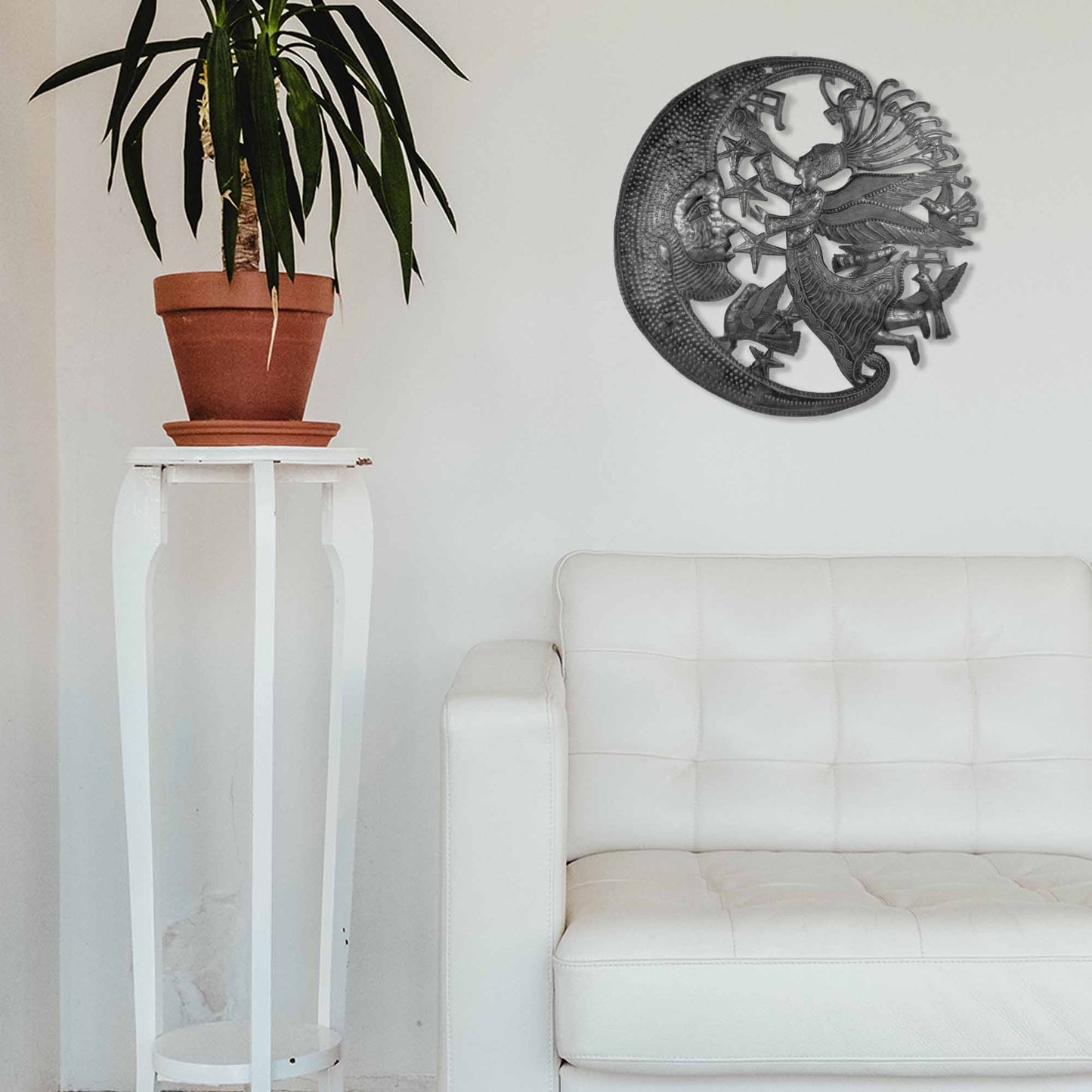 Angel and Moon Metal Art - Croix des Bouquets Home Decor Supply | Online Retail | ShoreShopper.com