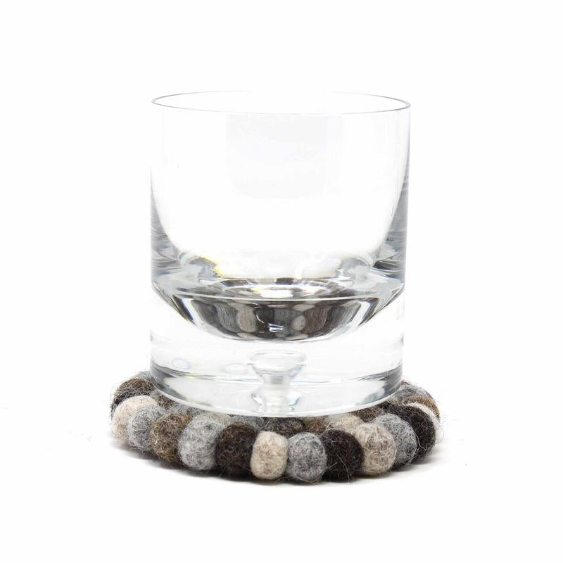 Hand Crafted Felt Ball Coasters from Nepal: 4-pack, Unicolor Grey - Global Groove (T) Home Decor Supply | Online Retail | ShoreShopper.com