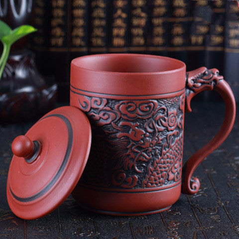 Chinese Embossed Dragon And Phoenix Tea Cup Home Decor Supply | Online Retail | ShoreShopper.com