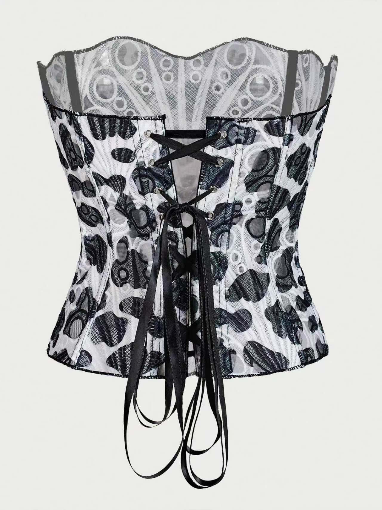 Sexy Hollow Out Corset Top Women Lace Double-layer Streetwear Party Club Corset Clothing Home Decor Supply | Online Retail | ShoreShopper.com