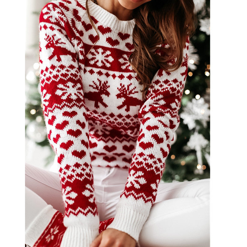 Women Ugly Christmas Sweaters Winter Long Sleeve Knitted Sweater Elk Snowflake Print Knitted Jumpers Knitwear Casual Soft Jacquard Pullover Xmas Look Home Decor Supply | Online Retail | ShoreShopper.com