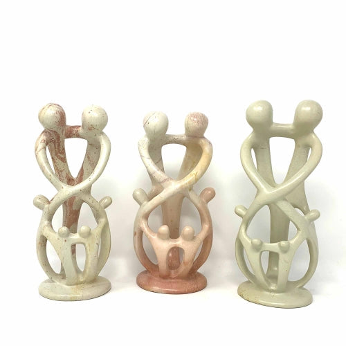 Natural 8-inch Tall Soapstone Family Sculpture - 2 Parents 4 Children - Smolart Home Decor Supply | Online Retail | ShoreShopper.com