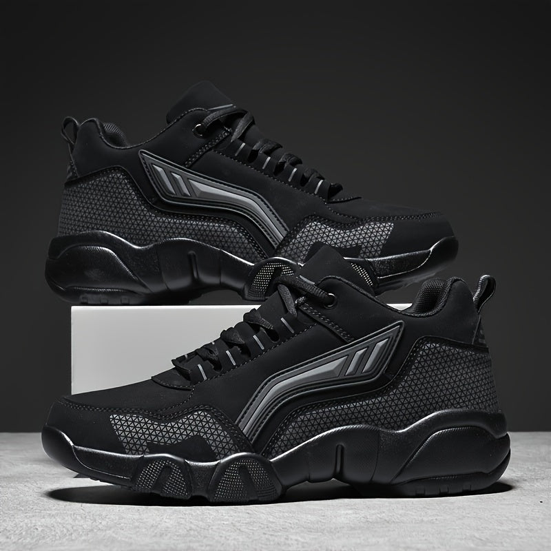 Men'S Lace-Up Sneakers - Thick Cushioned Platform Shoes with Non-Slip Rubber Sole, Low-Top Lace-Up Design in Black/White/Orange Accents - All-Season Walking Shoes for Everyday, Office, Formal Events - Durable Casual Footwear Home Decor Supply | Online Retail | ShoreShopper.com