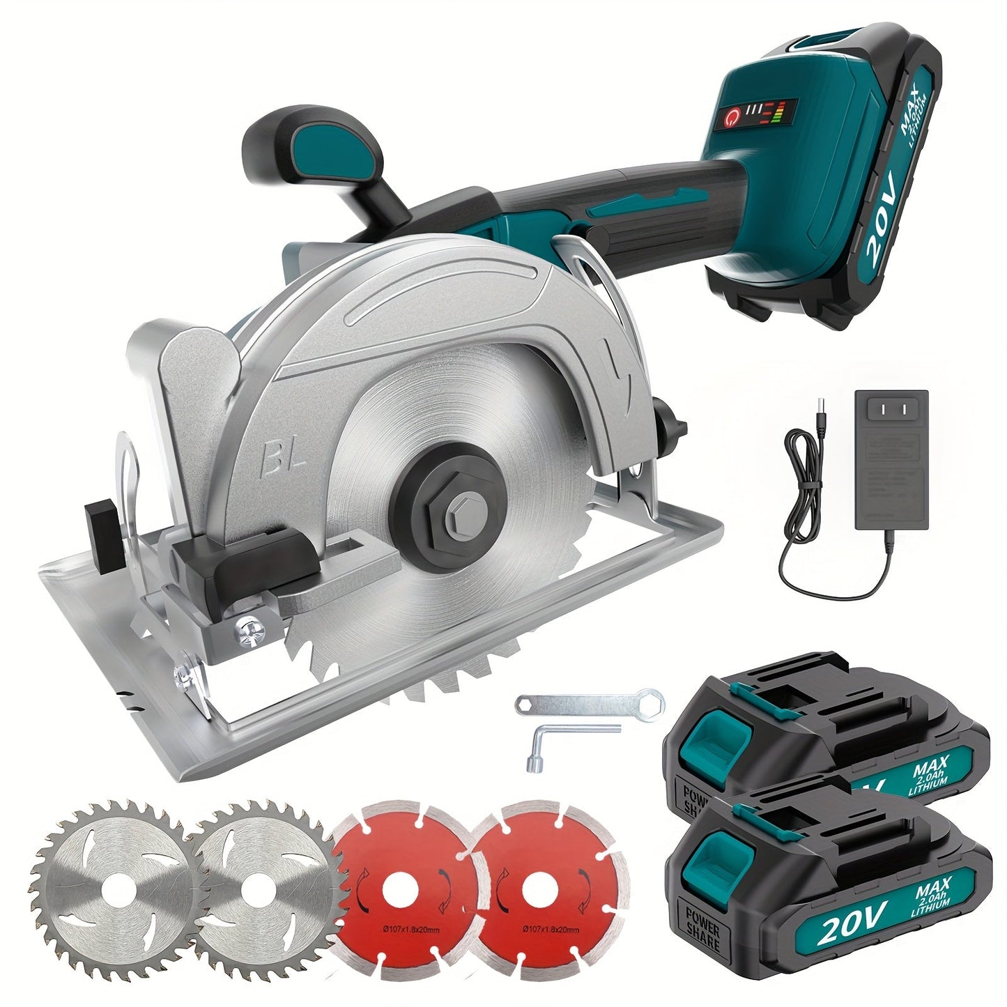 5-inch Brushless Circular Saw Kit - 20V Dual Smart Batteries And Battery Charger, Comes with 6 Saw Blades, Two Adjustable 45° Cutting Depths, Up to 6900 RPM - Ideal for Woodworking And Garden Projects.Christmas Gift, Shipped Home Decor Supply | Online Retail | ShoreShopper.com
