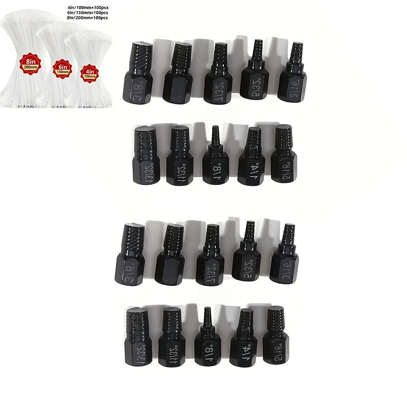 20pcs Industrial Screw Extractor Set: Alloy Steel Damaged Screw Removal Kit, Metal Easy-Out Drill Bits, Broken Bolt Stud Extractor Tools, Multi-Groove Screw Extractor Set, Suitable for Bolt Stud Tubes 1/8"-13/32", Local Wareh - ShoreCo.Shop