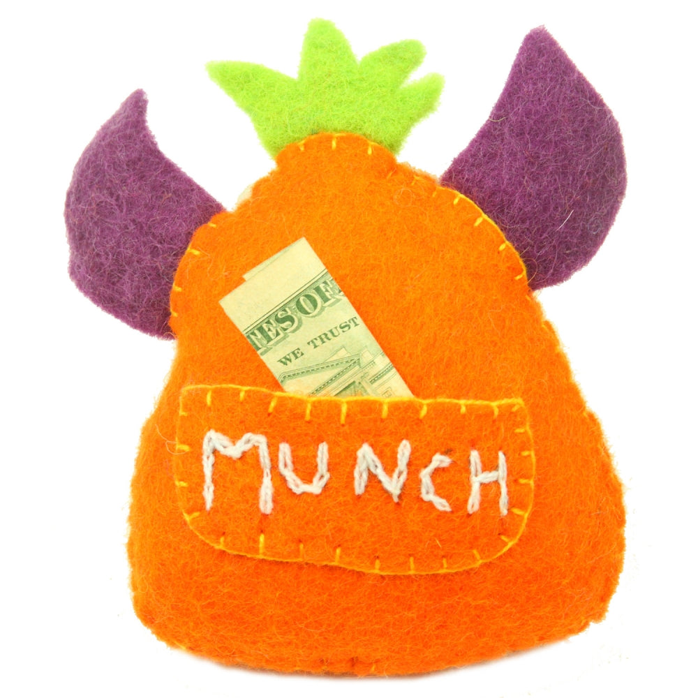 Hand Felted Orange Tooth Monster with Many Eyes - Global Groove Home Decor Supply | Online Retail | ShoreShopper.com