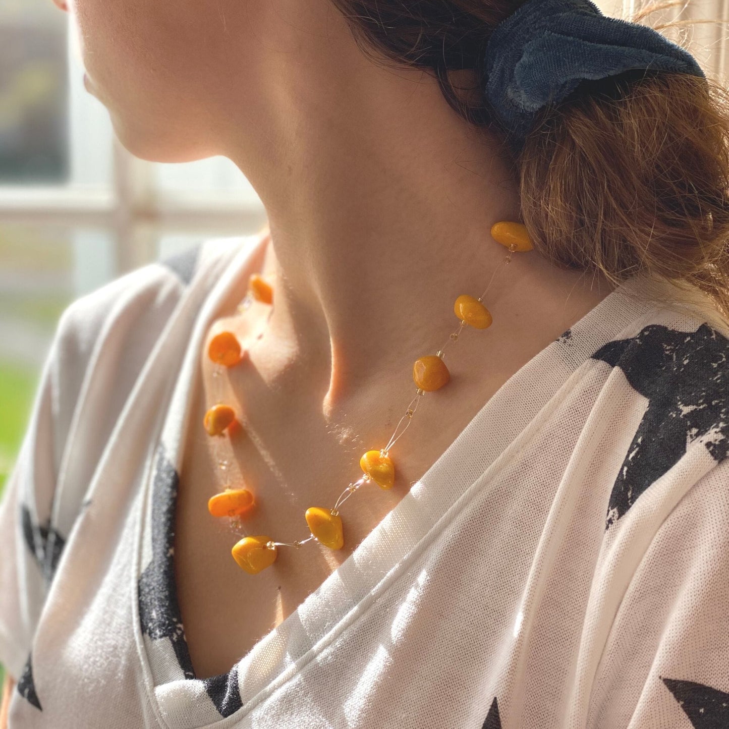 Floating Stone & Maasai Bead Necklace, Pumpkin Spice Home Decor Supply | Online Retail | ShoreShopper.com
