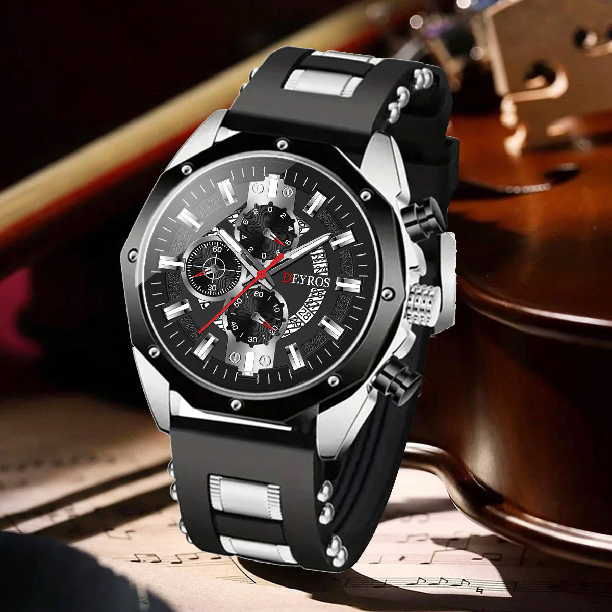 Men's Business Quartz Watch with Calendar | Durable Silicone Strap, Blue & Golden-Tone Business Casual Watch, Ideal Gift for Him Home Decor Supply | Online Retail | ShoreShopper.com