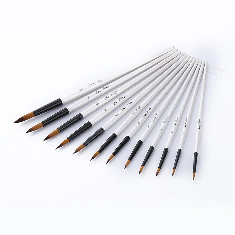 12 Pcs/set Nylon Hair Wooden Handle Watercolor Paint Brush Pen Set Learning DIY Oil Acrylic Painting Art Paint Brushes Supplies Home Decor Supply | Online Retail | ShoreShopper.com