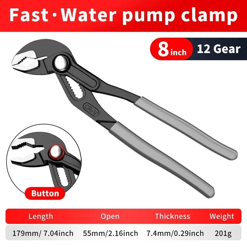 Water Pump Pliers Quick-Release Plumbing Pliers Pipe Wrench Adjustable Water Pipe Clamp Pliers Household Hand Tools Multi-functi Home Decor Supply | Online Retail | ShoreShopper.com