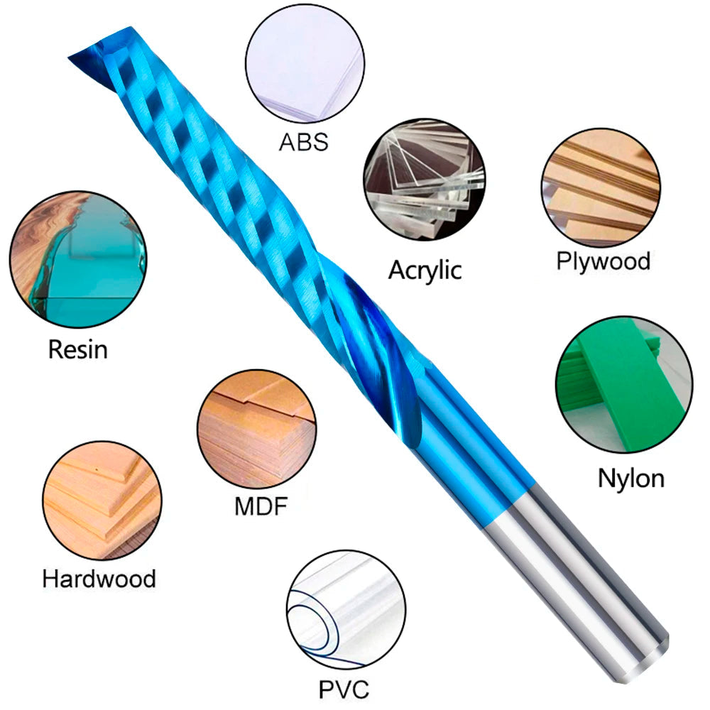 XCAN10pcs Single Flute Carbide End Mill 1/8'' Shank O Flute Spiral CNC Router Bit Cutter 1/1.5/2/2.5/3.175mm Wood Milling Tools Home Decor Supply | Online Retail | ShoreShopper.com
