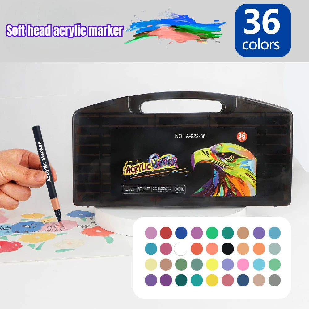 12/24/36/48 Colors Art Acrylic Markers Waterproof For Painting Wood Stone DIY Student Gift Art Stationery School Supplies Home Decor Supply | Online Retail | ShoreShopper.com