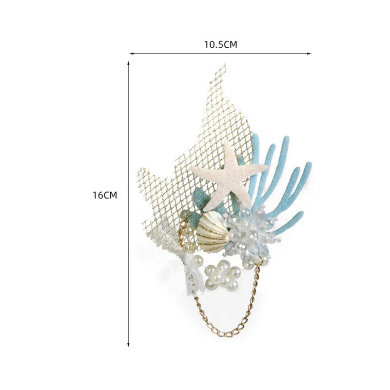 Mermaid Themed Hair Accessories, Artificial Crystal Shell, Starfish and Coral Decor, Perfect for Beachside & Party Decoration Your Coastal Marketplace | Shoreshopper.com