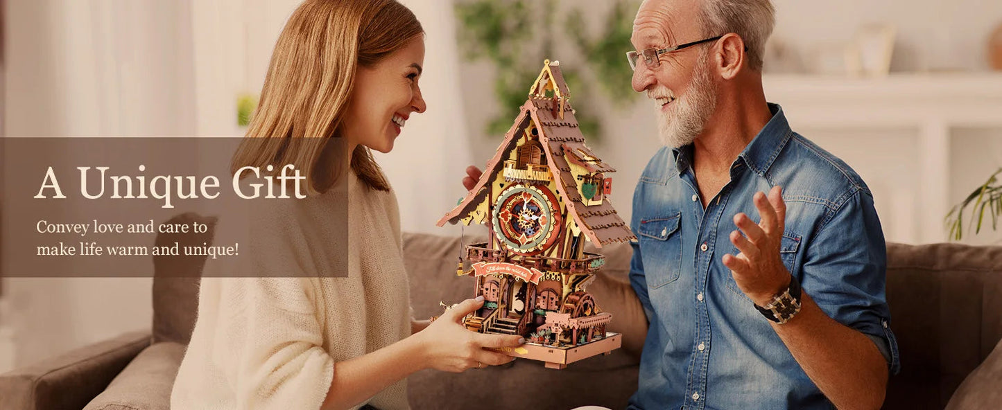 Robotime ROKR Cuckoo Clock Mechanical 3D Wooden Puzzle Christmas Cuckoo Clock Building Kit Holiday DIY Project for Teens Adults Home Decor Supply | Online Retail | ShoreShopper.com