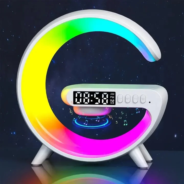 Multifunction RGB Light Bluetooth Speaker Alarm Clock 15W Wireless Charger Stand Pad For iPhone Samsung Fast Charging Station - ShoreCo.Shop