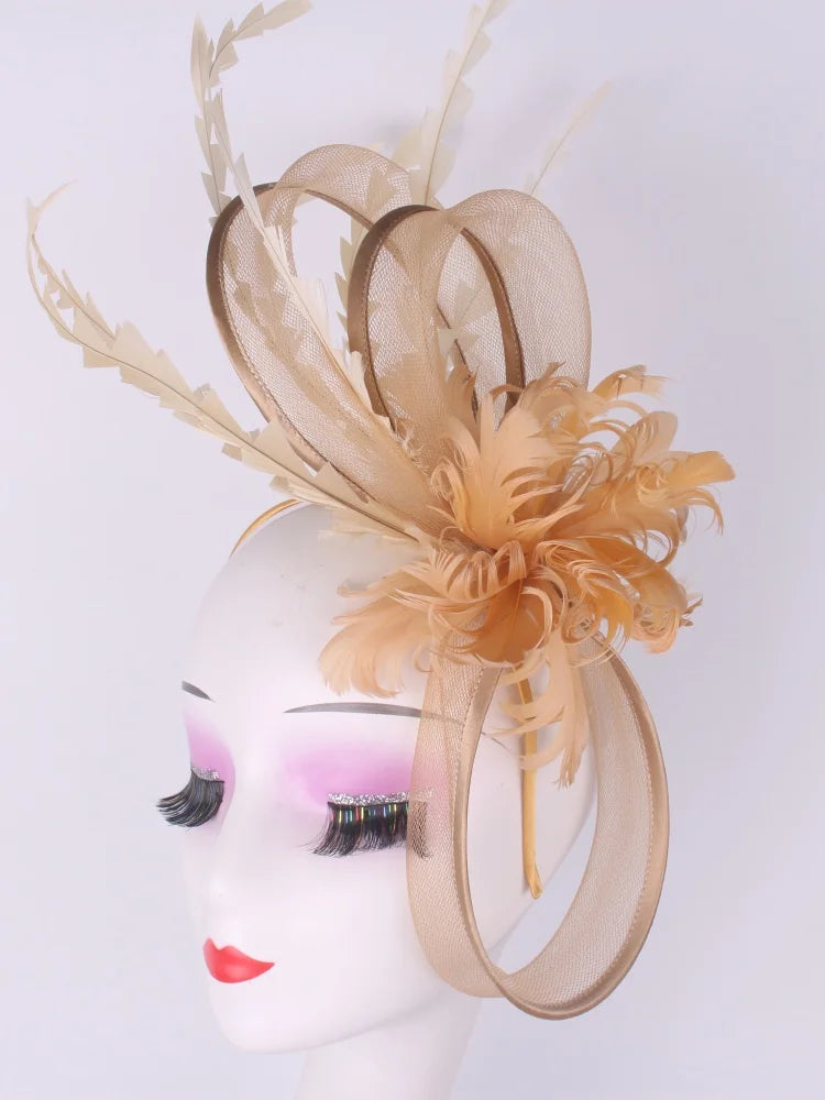 Light blue feather headwear, women's formal event Derby headwear, elegant ladies' hat, fashionable wedding headwear hat Your Coastal Marketplace | Shoreshopper.com
