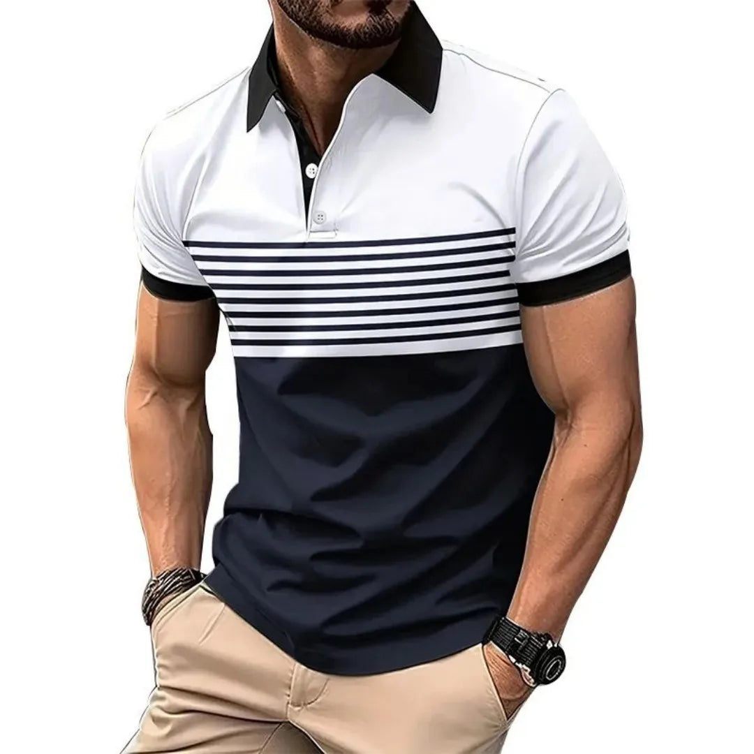 The 2025 summer new men's POLO shirt is a casual and fashionable striped printed street men's wear Home Decor Supply | Online Retail | ShoreShopper.com