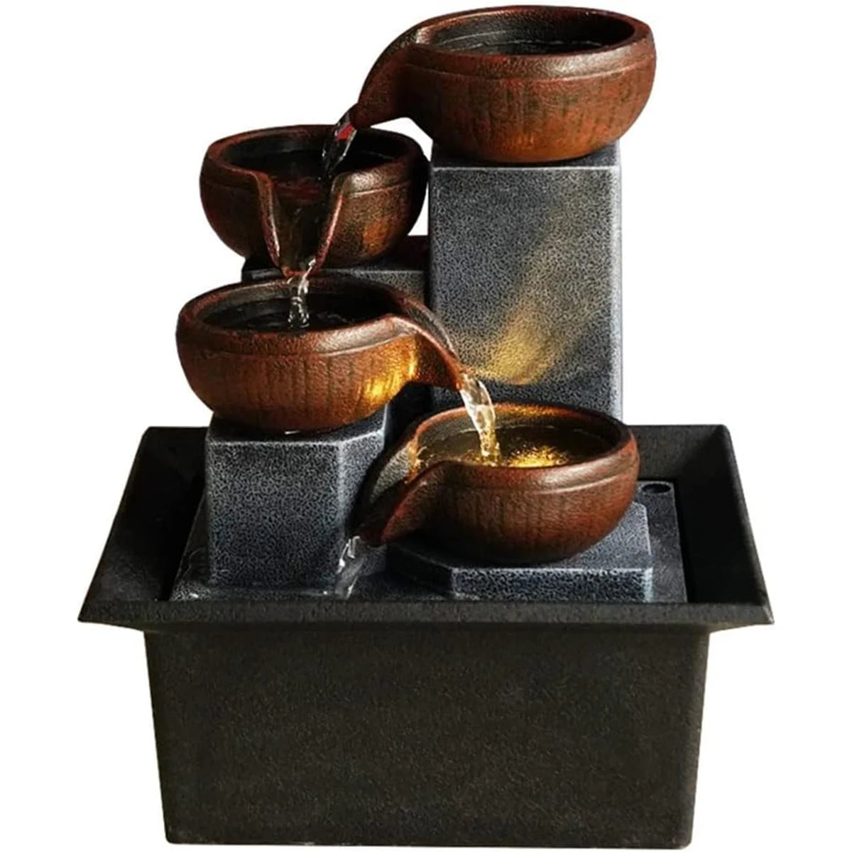 Mini Zen Desktop Fountain - LED Waterfall for Office Desk, Feng Shui Decor & Meditation Relaxation Home Decor Supply | Online Retail | ShoreShopper.com