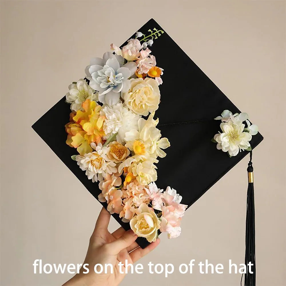 Headwear Doctor Flowers Graduation Cap Bachelor Master Trencher Cap Fringe Charm Ornament Mortar Board University Your Coastal Marketplace | Shoreshopper.com