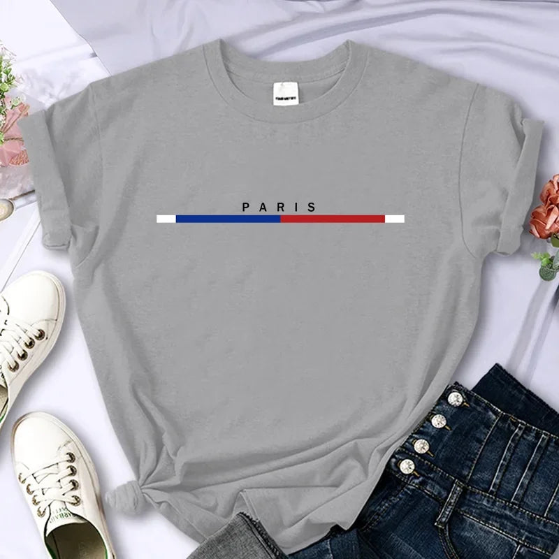 Luxury Brand Paris For Women's High-Quality Summer Printing T-shirt 100% Cotton Casual Oversized Y2k Personality Sleeve O-neck Home Decor Supply | Online Retail | ShoreShopper.com
