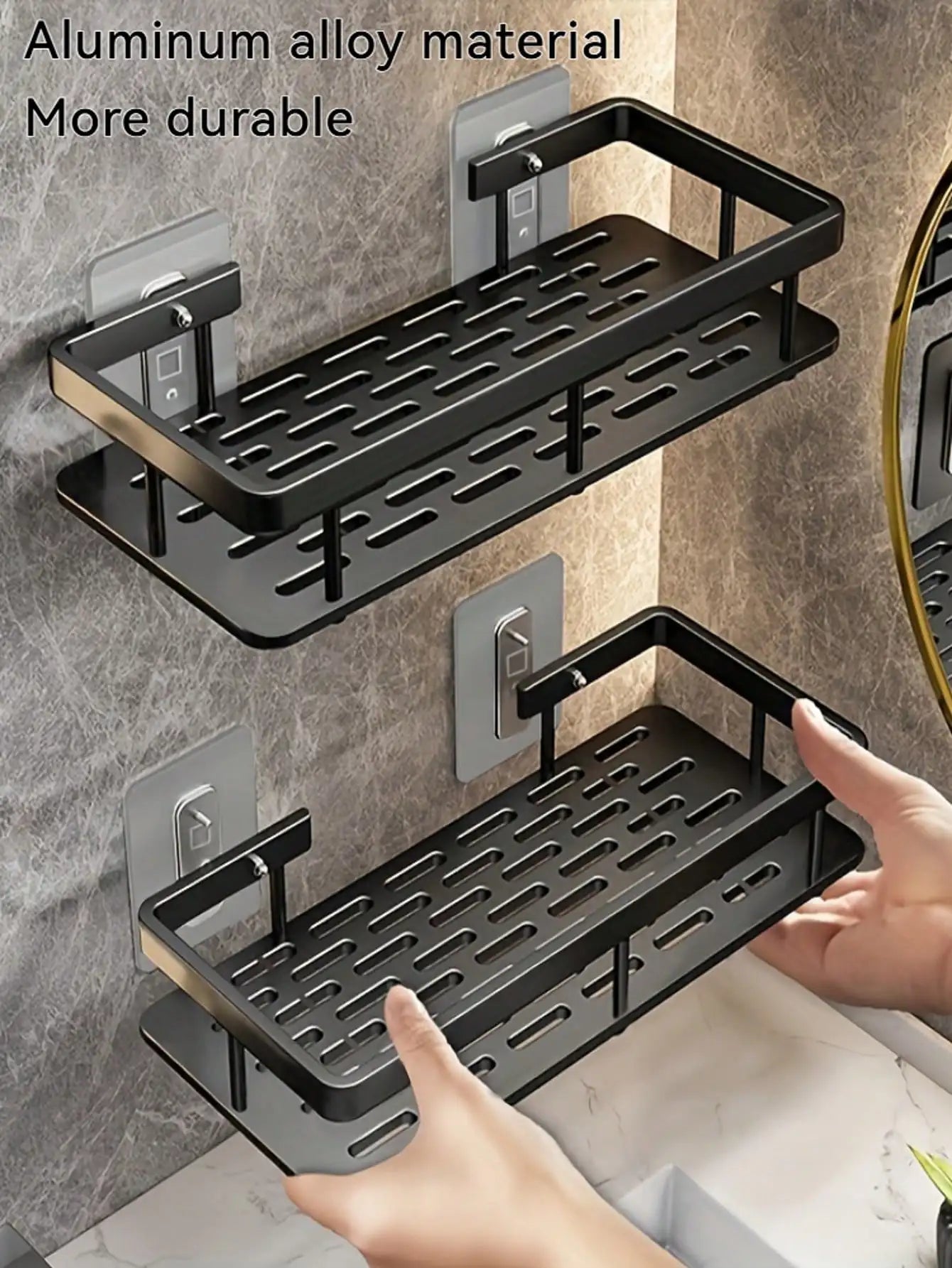1/2Pcs Wall Mounted Corner Rack: No-Drill Black Bathroom Shampoo Towel Holder Home Decor Supply | Online Retail | ShoreShopper.com