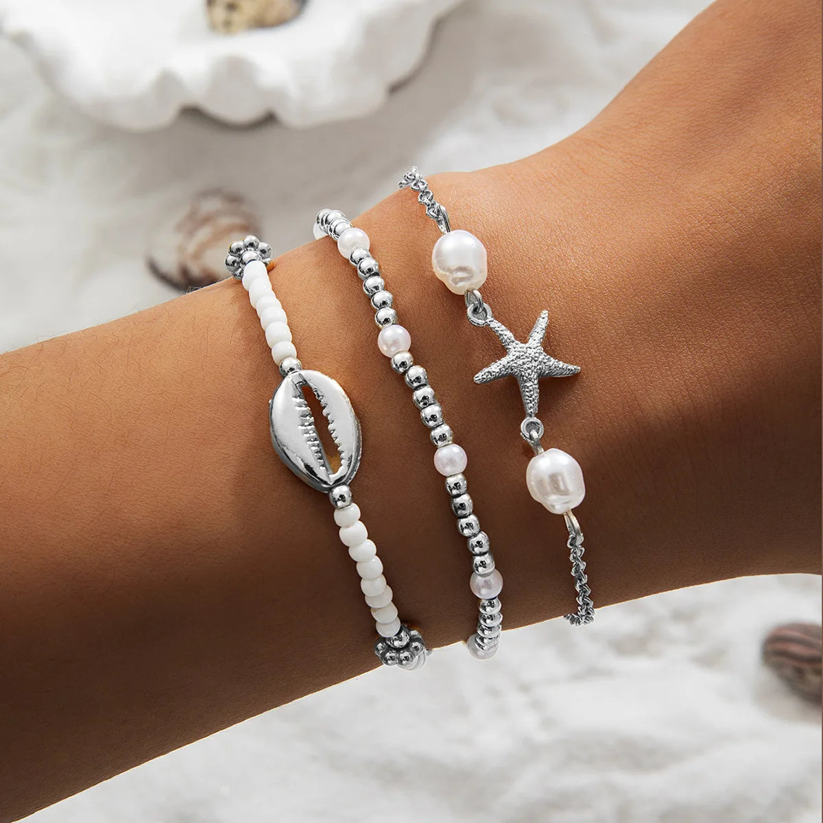 3Pcs Summer Shell Bracelet Set for Women Bohemia Starfish Charm Pearl Seed Beads Party Summer Beach Jewelry Pulseras Mujer Your Coastal Marketplace | Shoreshopper.com