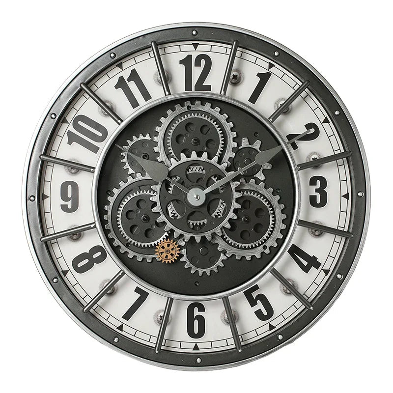 Retro Industrial Roman Wall Clock Gear Rotation Clock Living Room Decorative Wall Clock Stylish Silent Wall Clock Quartz Clock Home Decor Supply | Online Retail | ShoreShopper.com