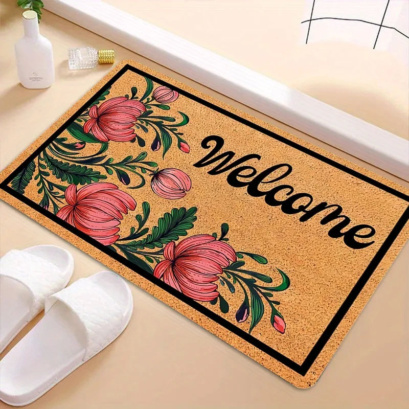 Elegant Floral Welcome Doormat - Beautiful Pink Flower Design for a Charming Home Entrance, Perfect for Spring and Summer Decor Your Coastal Marketplace | Shoreshopper.com
