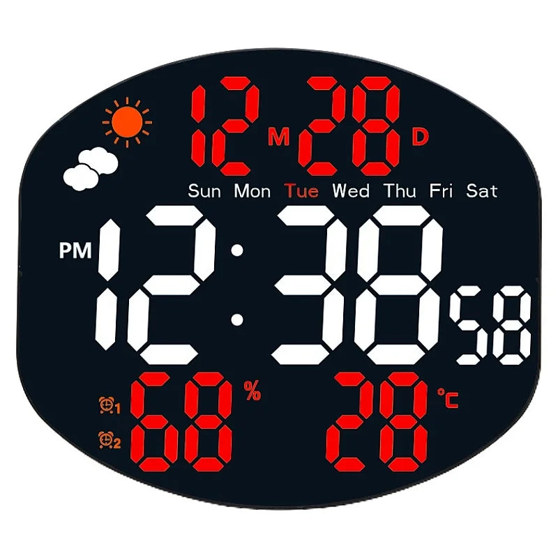 Large Digital Wall Clock Weather Station Forecast TEMP Humidity Date Week Night Mode Table Clock 2 Alarm 12/24H LED Alarm Clock Home Decor Supply | Online Retail | ShoreShopper.com
