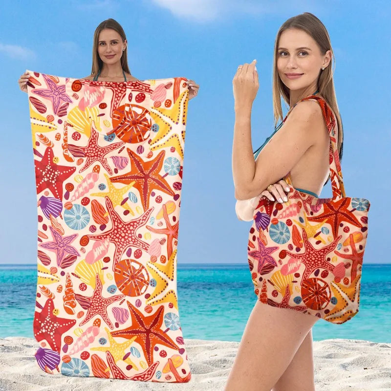 Beach Towel For Seaside Multifunctional Printed Sports Towel Shoulder Crossbody Bag 2 In 1 Portable Travel Beach Accessories Your Coastal Marketplace | Shoreshopper.com