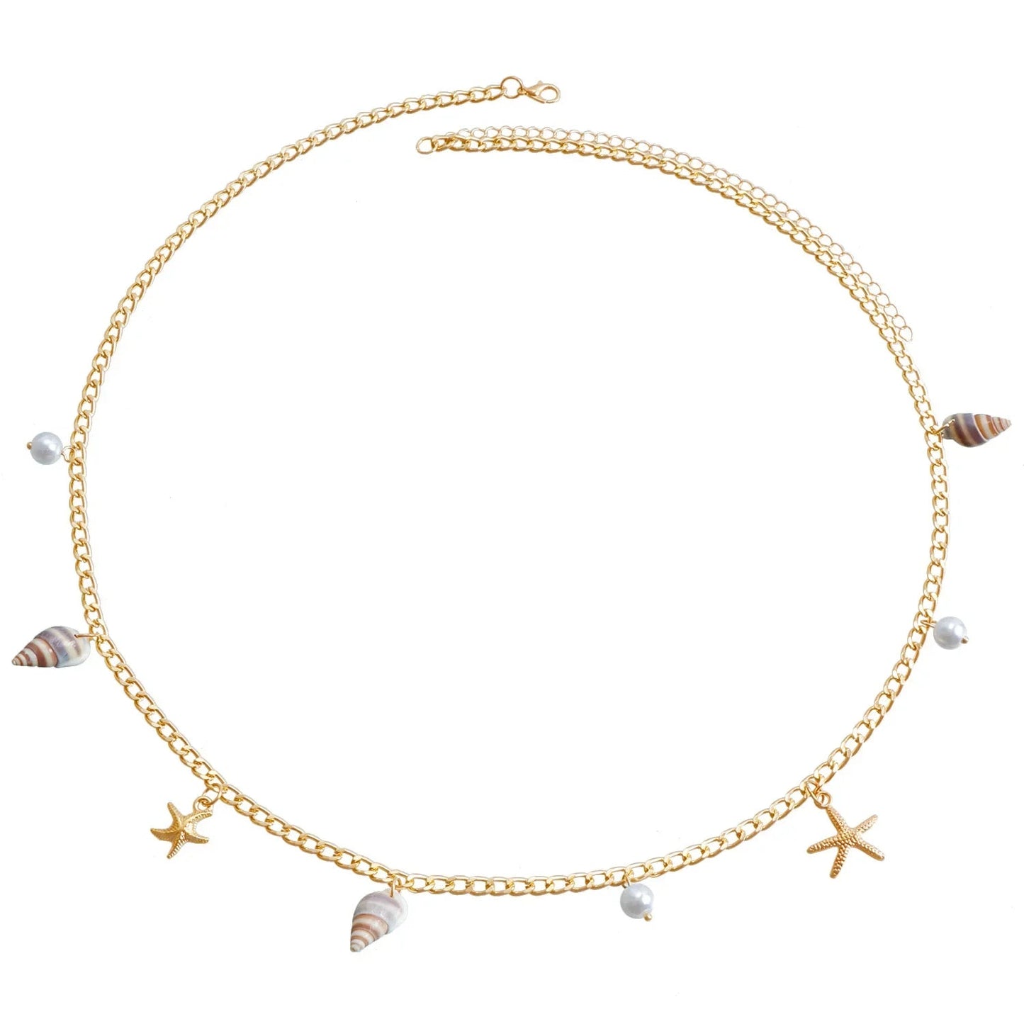 Bohemian Summer Beach Shell Waist Link Imitation Pearl Sea Star Conch Pendant Body Chain for Women Fashion Jewelry Accessories Your Coastal Marketplace | Shoreshopper.com