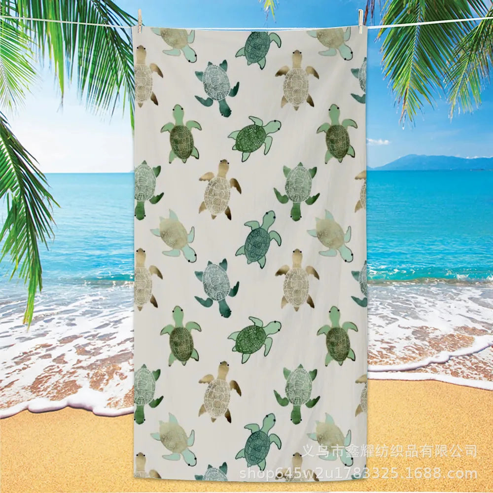 Beach Turtle Animal Printed Beach Towel, Quick Drying Absorbent Beach Towel Outdoor Sports Swimming Beach Towel Face Towel Towel Your Coastal Marketplace | Shoreshopper.com