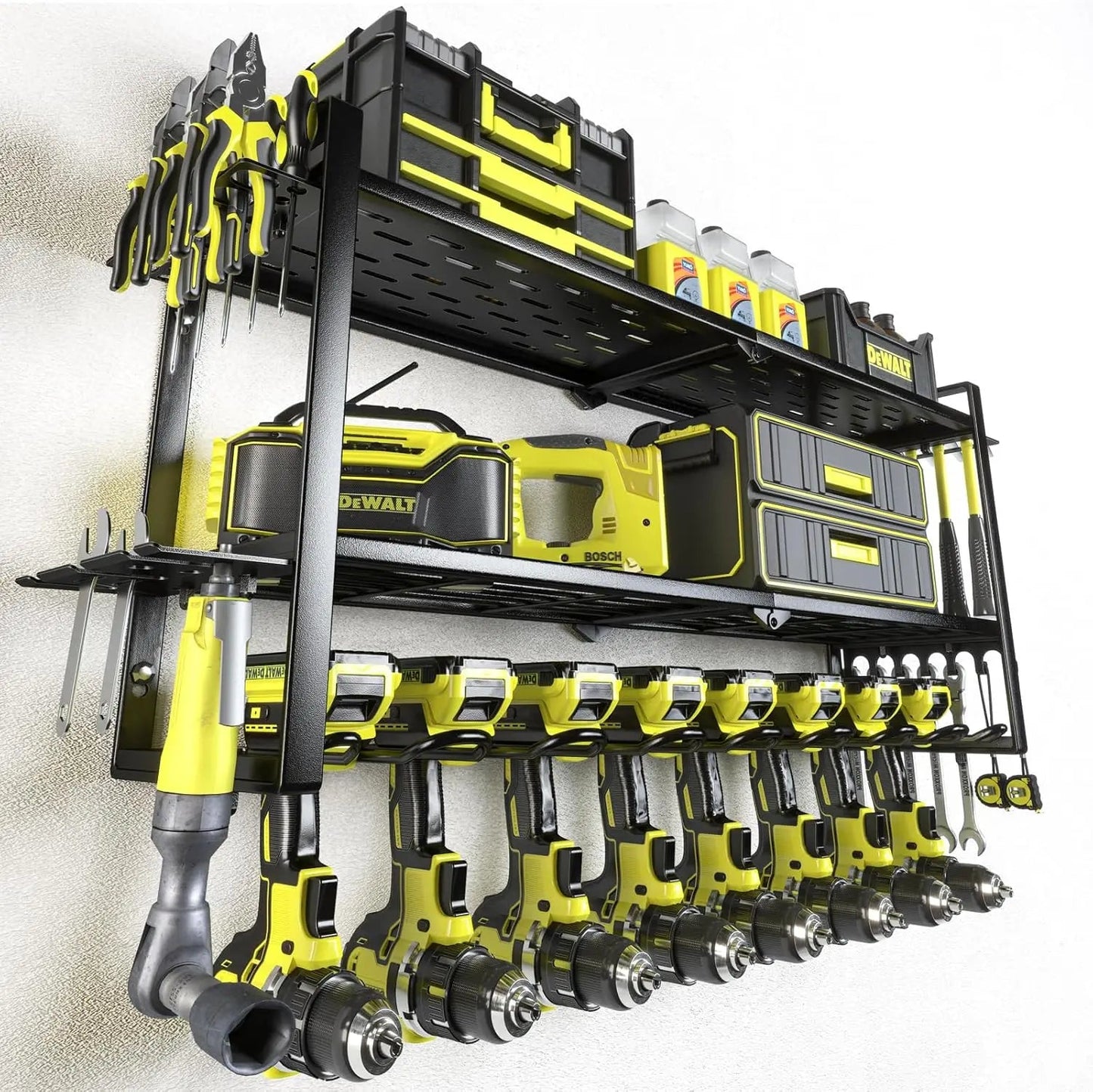 4 Layer Heavy Duty Metal Power Tool Storage Rack,Garage Tool Organizer and Storage with Screwdriver Holder Holder/Hammer Holder Home Decor Supply | Online Retail | ShoreShopper.com