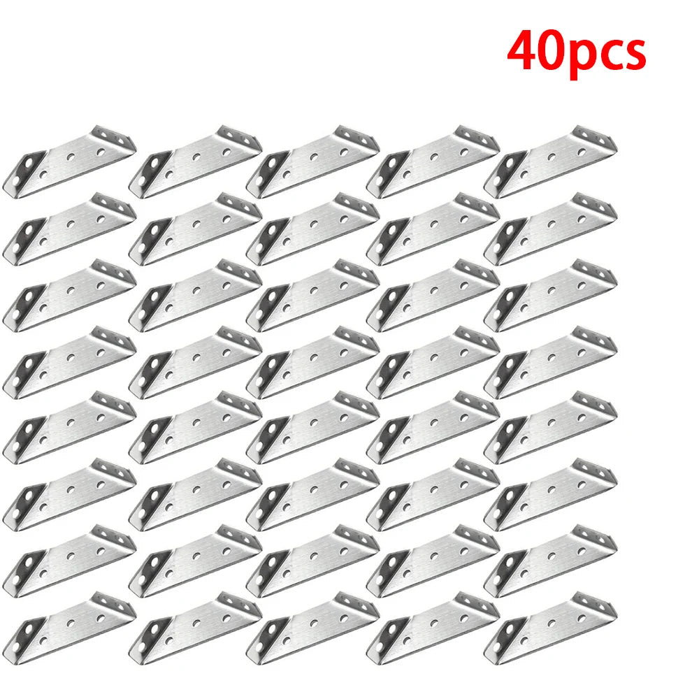 10/20/40/50pcs Thickened Stainless Steel Angle Code 90 Degrees Right Angle Fixed Bracket Furniture Connectors Home Decor Supply | Online Retail | ShoreShopper.com