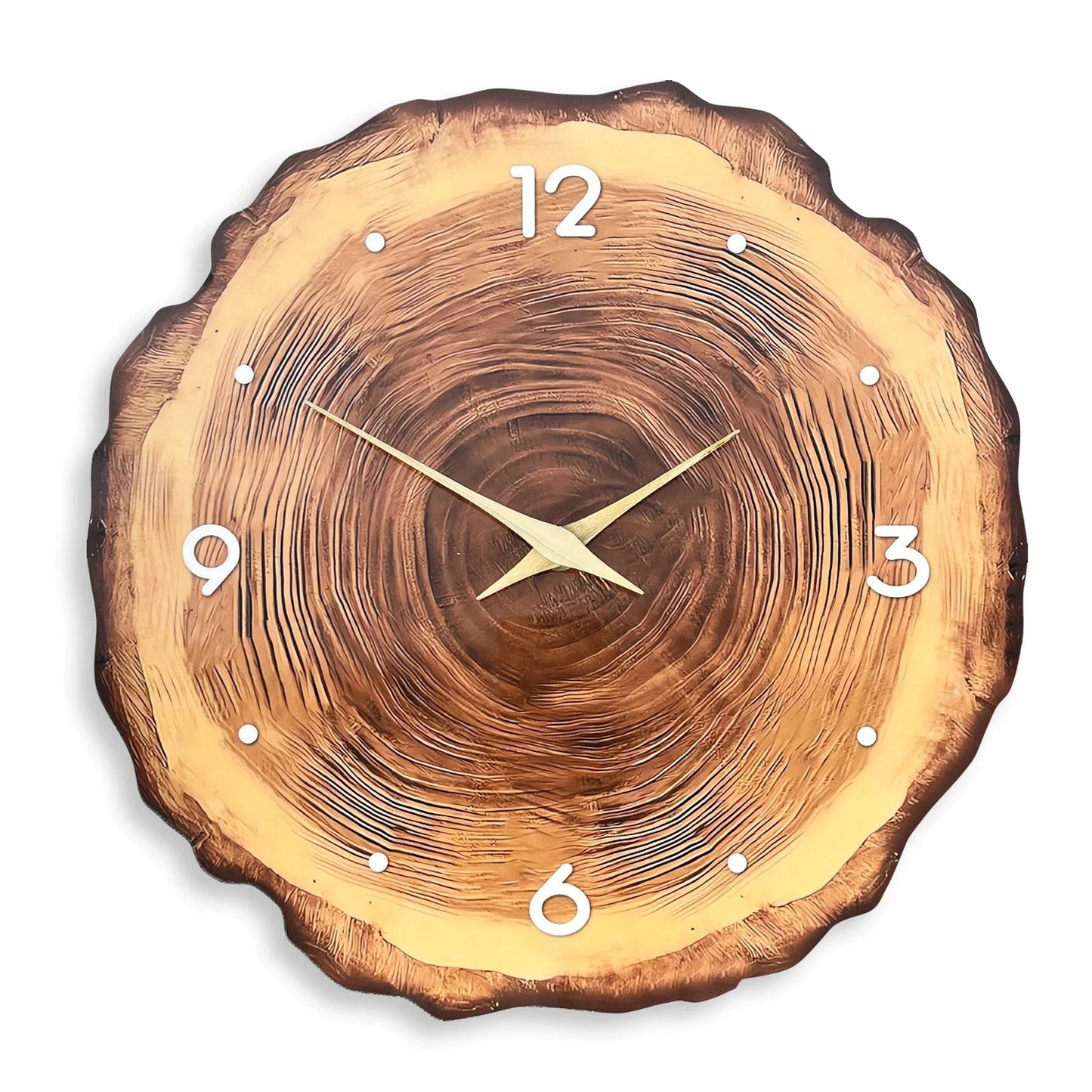 1pc wooden ring veneer wall clock, flat wood cross section texture pattern solid wood pointer design wall clock, silent clock Home Decor Supply | Online Retail | ShoreShopper.com