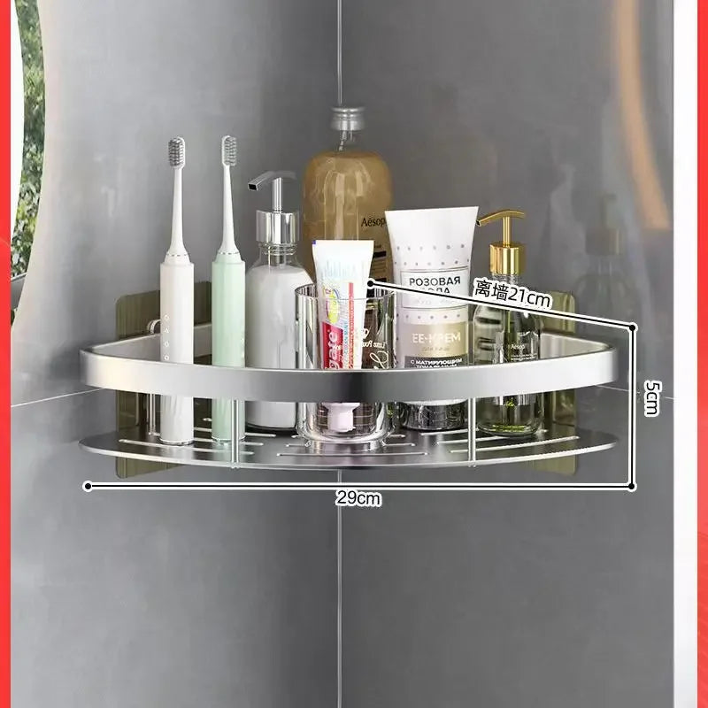 Bathroom Shelf Aluminum Alloy Shampoo Rack Makeup Storage Organizer Shower Shelf Bathroom Accessories No Drill Wall Corner Shelf Home Decor Supply | Online Retail | ShoreShopper.com