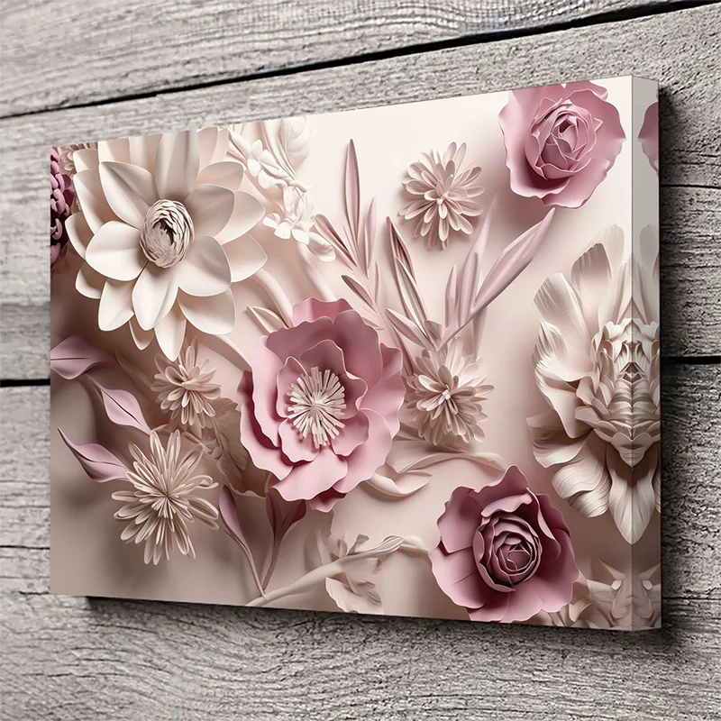 Charming Pink Floral Canvas Wall Art with Wooden Frame - Ideal Home Decor for Bedroom, Living Room & Office Home Decor Supply | Online Retail | ShoreShopper.com