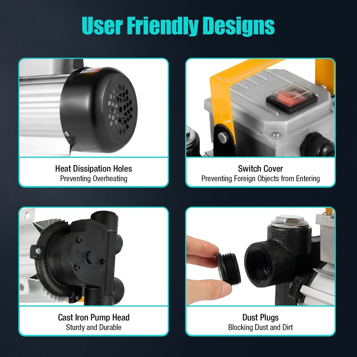 16GPM Commercial Electric Oil Pump Self Priming Transfer Fuel 60L/Min 110V 550W 30*20*20cm/ 11.8*7.9*7.9 In Home Decor Supply | Online Retail | ShoreShopper.com