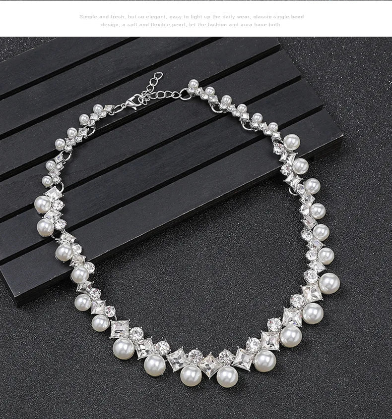 New pearl gemstone jewellery woman necklace set for women jewelry sets light luxury Women's earrings lock bone chain alloy Home Decor Supply | Online Retail | ShoreShopper.com