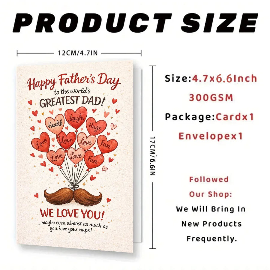 Father's Day greeting card, dedicated to the best dad in the world - fun beard design with hugs, laughter, and health wishes Your Coastal Marketplace | Shoreshopper.com